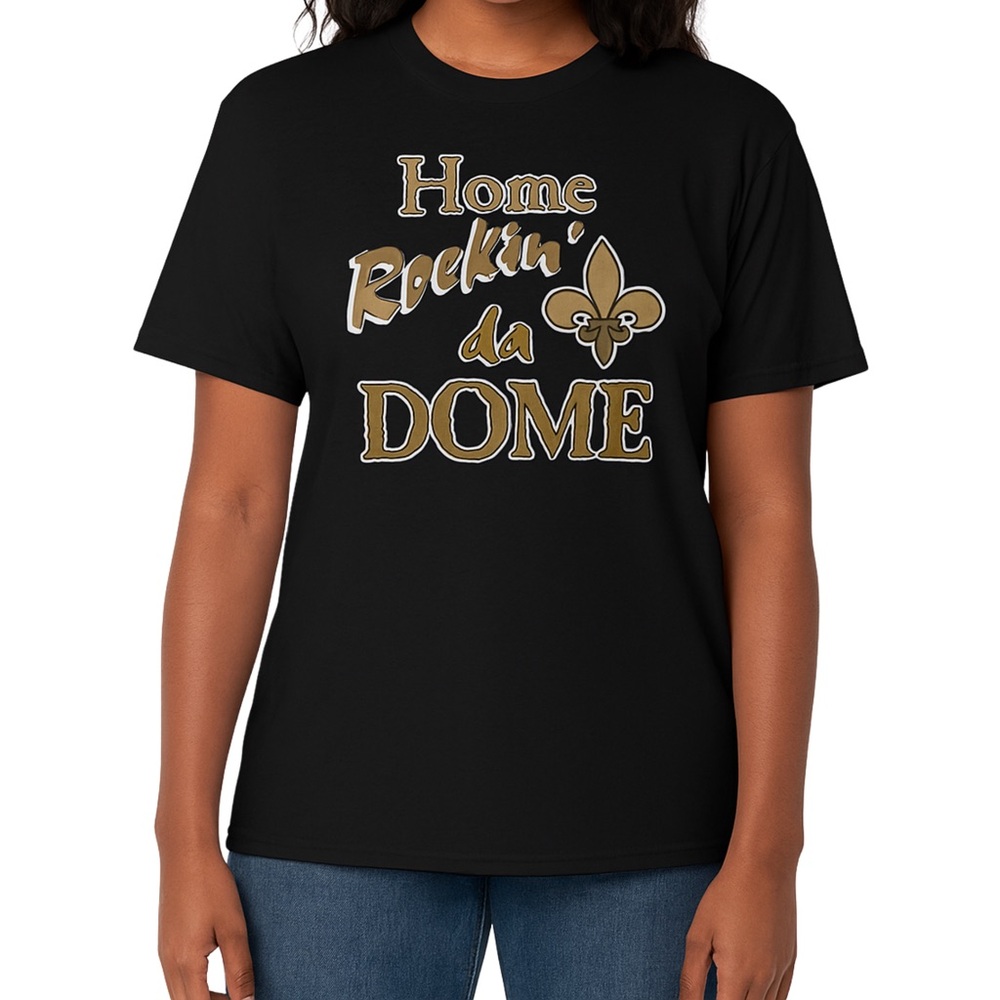New Orleans Saints Home Rockin Da Dome Black Gold Limited Edition Tee Shirt XL